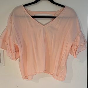 Pink Ruffle Arm Blouse